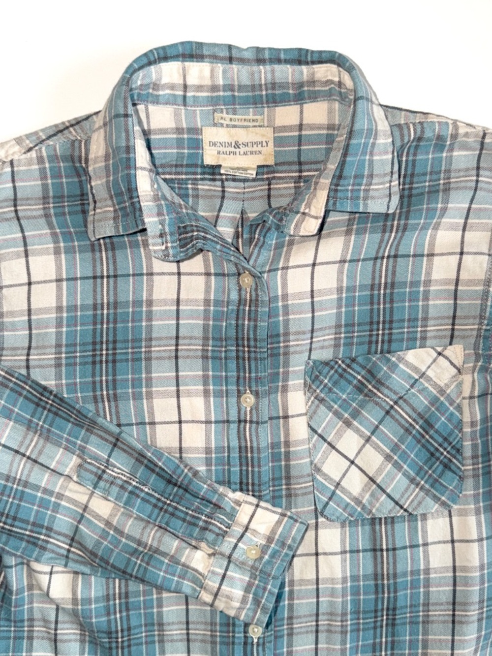 Denim & Supply Ralph Lauren Boyfriend Button Down Shirt Plaid Flannel Preppy S